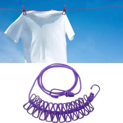 Cloth Drying Rope with 12 Clips